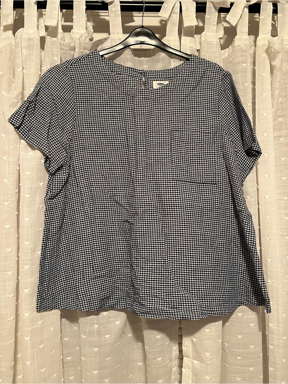 Old Navy Navy and White Gingham Shirt with Pocket
